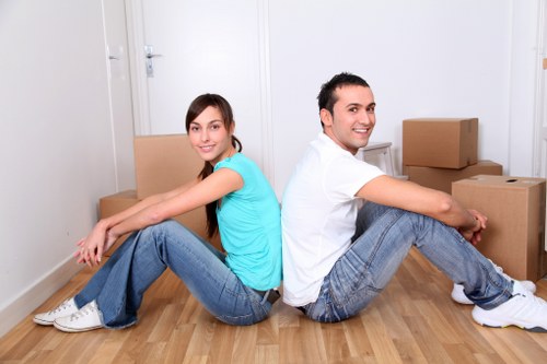Packed moving boxes ready for removal services in Harrow