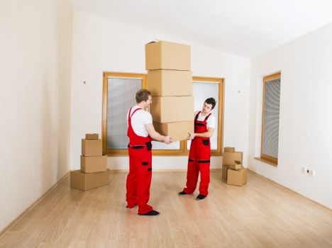 Office furniture and equipment prepared for a commercial move